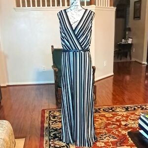 WHBM Striped Black and White Maxi Dress
